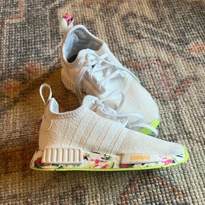 Adidas White and Green Kids Shoes